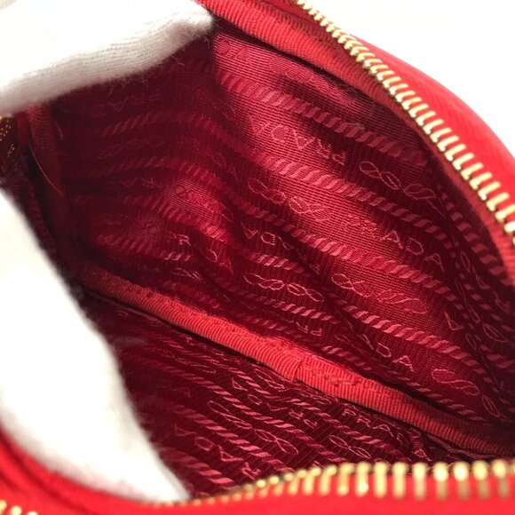 PRADA triangle logo Crossbody Pochette Shoulder Bag Nylon Red - Picture 5 of 14